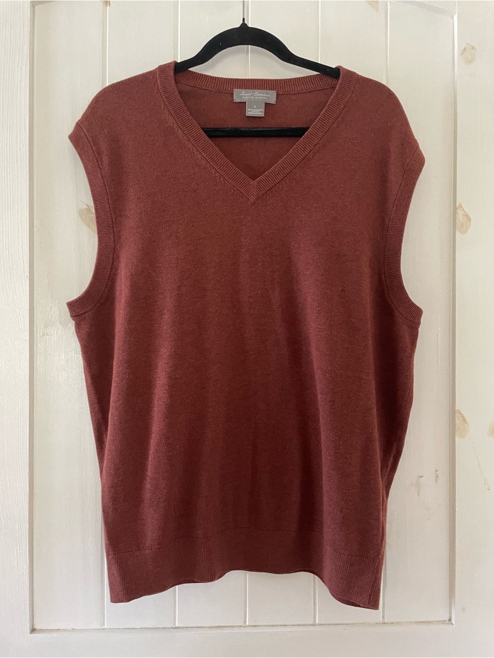Daniel Cremieux Brown Knit Cotton V-Neck Sweater Vest Sleeveless Lightweight L